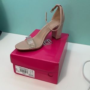 Chunky nude/clear heel